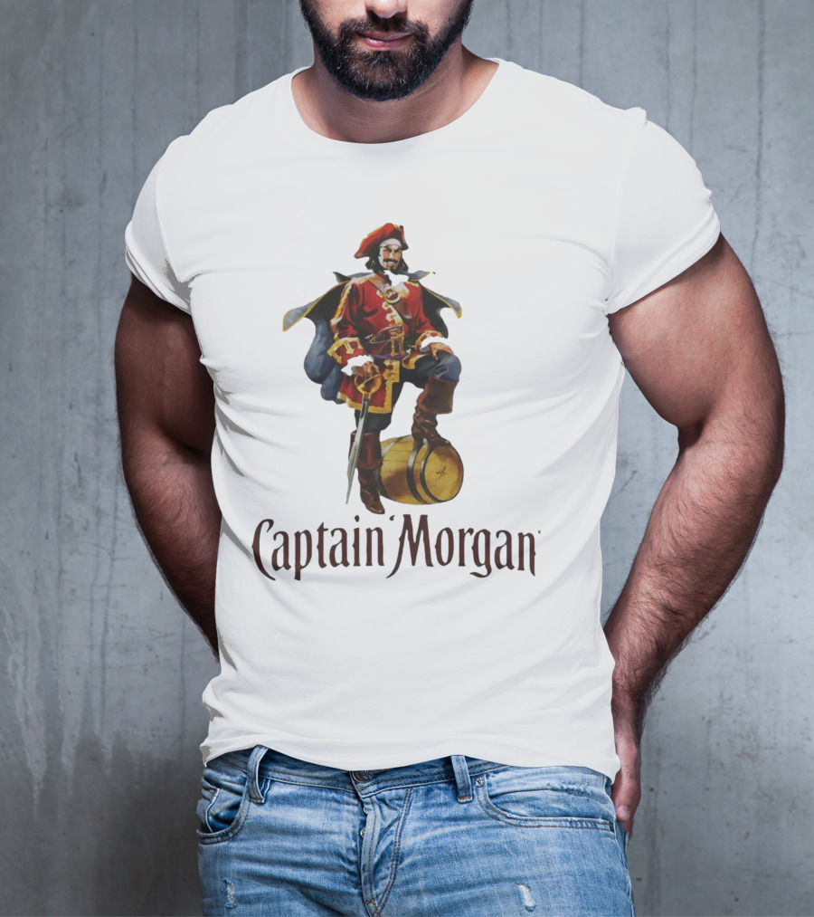 Captain Morgan Rum Pirate Standing On Barrel T-Shirt
