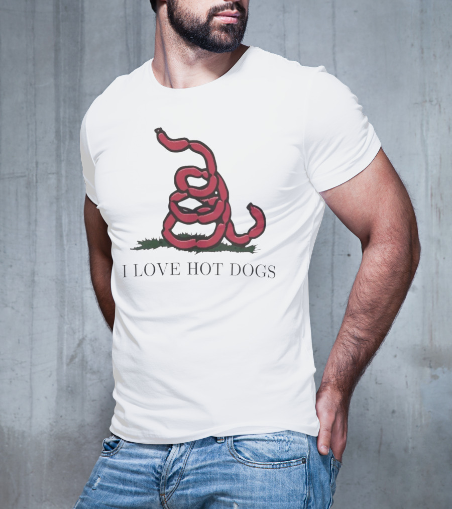 I Love Hot Dogs Spiral Sausage T-Shirt