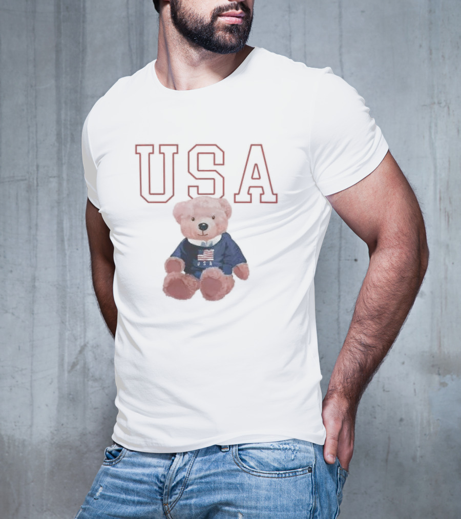 USA Patriotic Bear Plush With American Flag T-Shirt