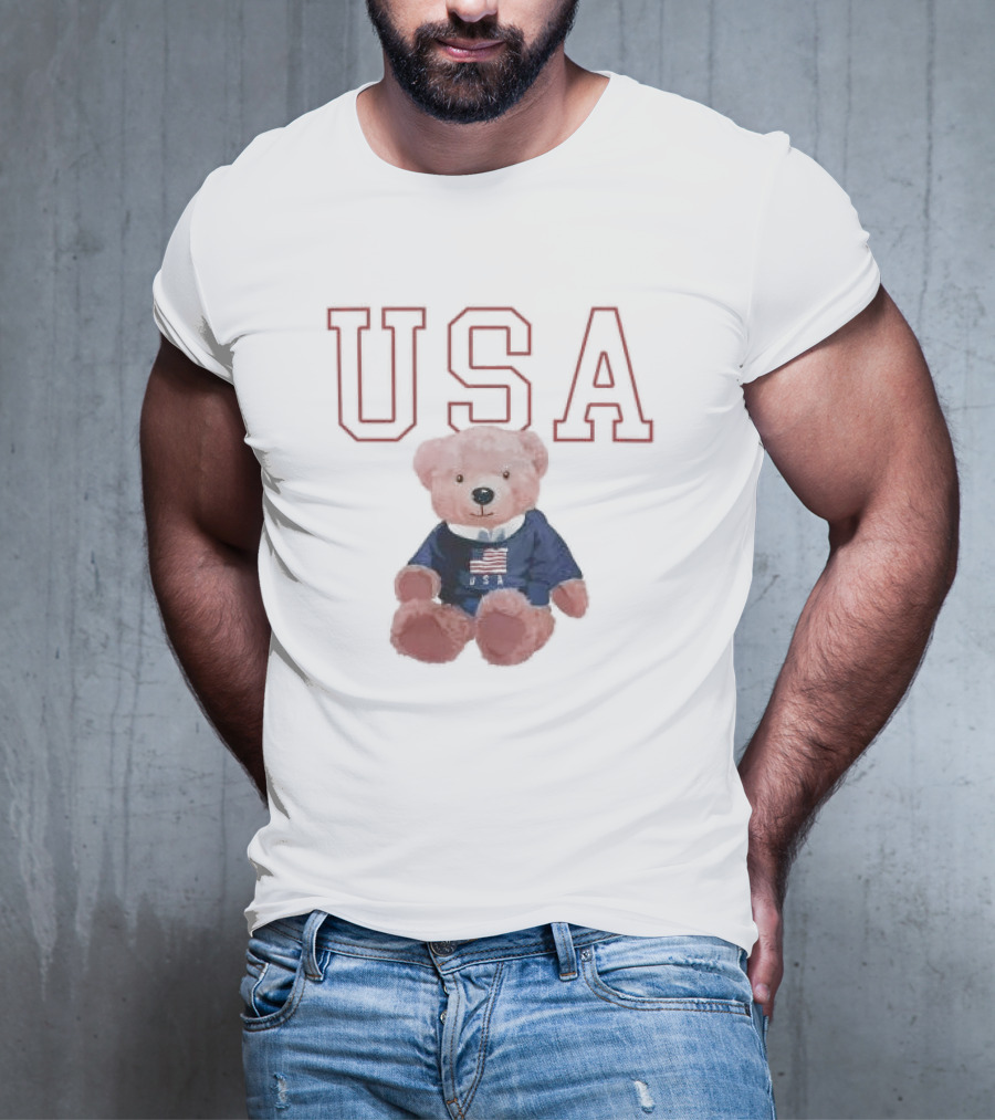USA Patriotic Bear Plush With American Flag T-Shirt