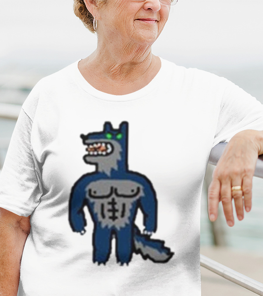 Timberwolves Buff Wolf Strong Muscular Cartoon Character T-Shirt
