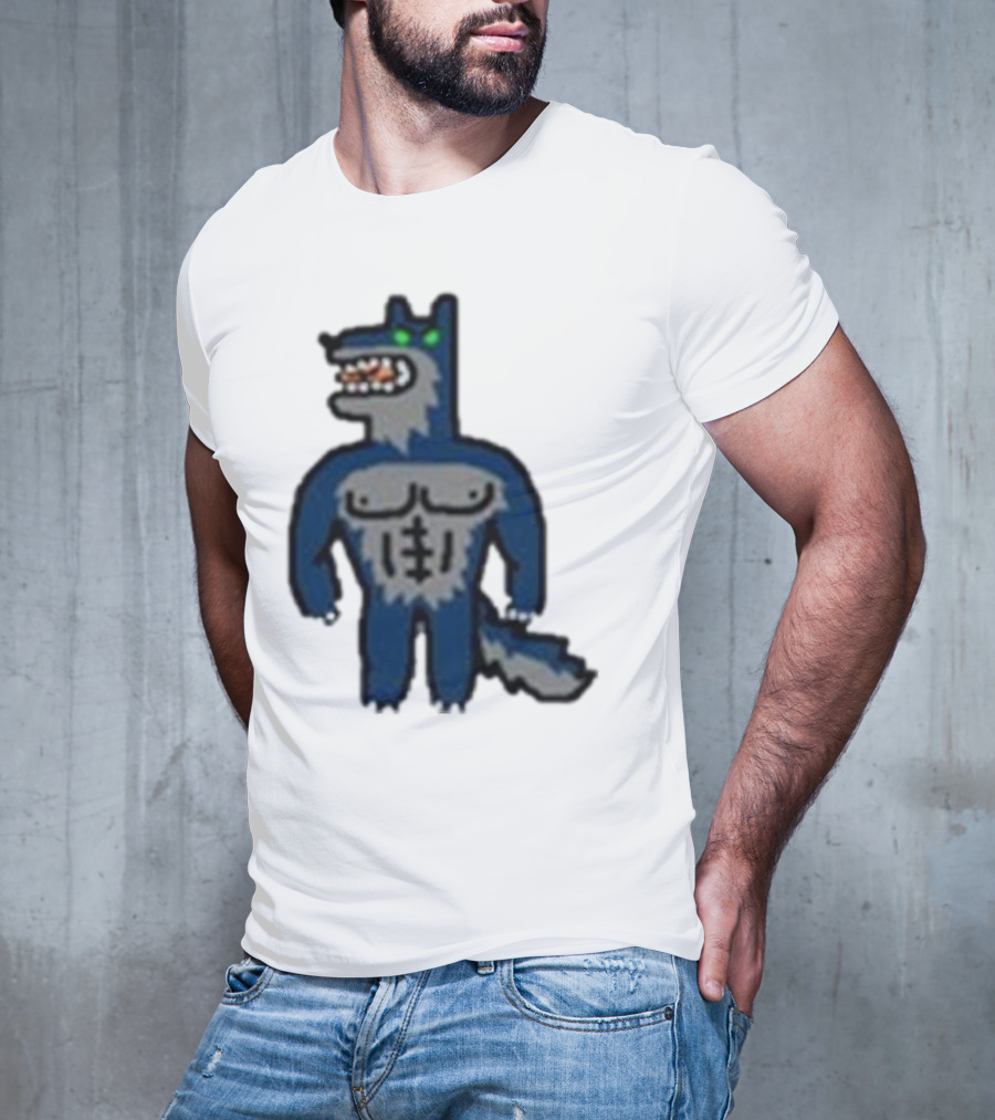 Timberwolves Buff Wolf Strong Muscular Cartoon Character T-Shirt