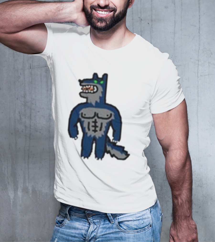Timberwolves Buff Wolf Strong Muscular Cartoon Character T-Shirt