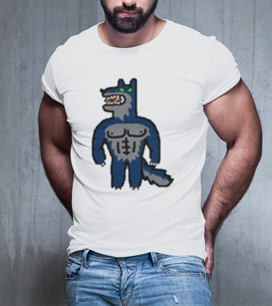 Timberwolves Buff Wolf Strong Muscular Cartoon Character T-Shirt