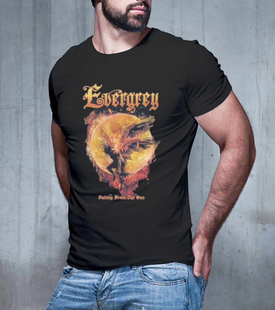 Evergrey Falling From The Sun Celestial Figure And Fiery Orb T-Shirt