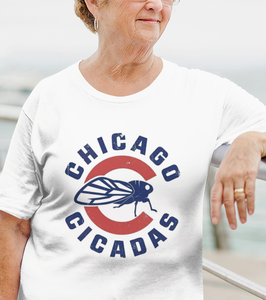 Chicago Cicadas Baseball Team Vintage Logo Icon With Red C And Large Cicada T-Shirt