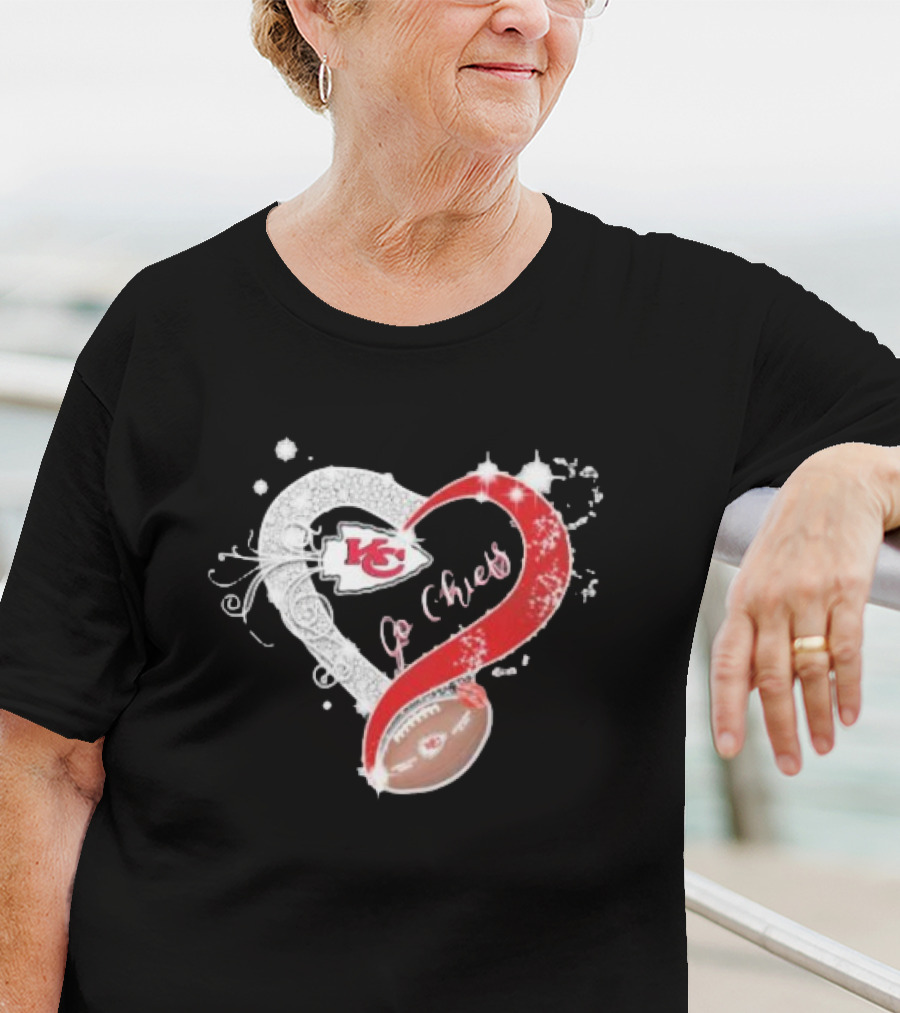 Kansas City Chiefs Heart And Football Go Chiefs T-Shirt