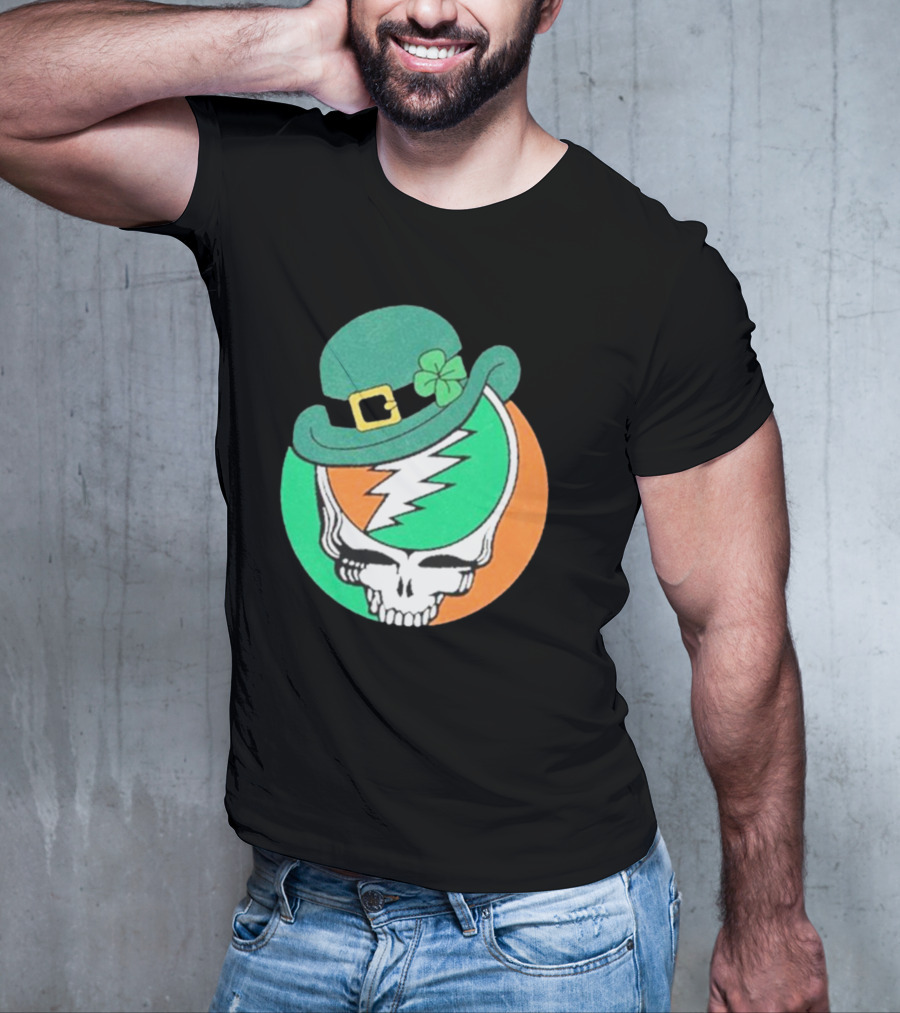 Happy St. Patrick’s Dead And Company Limited Skull In Shamrock Hat With Lightning Bolt T-Shirt