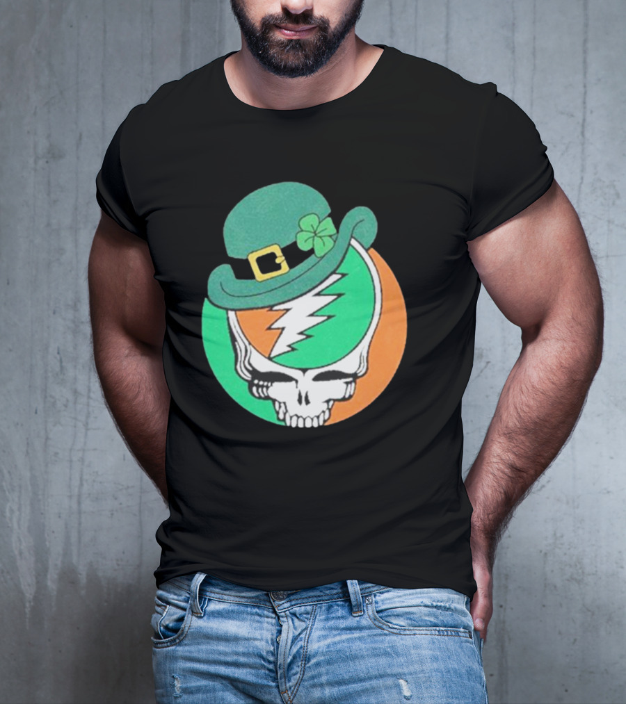 Happy St. Patrick’s Dead And Company Limited Skull In Shamrock Hat With Lightning Bolt T-Shirt