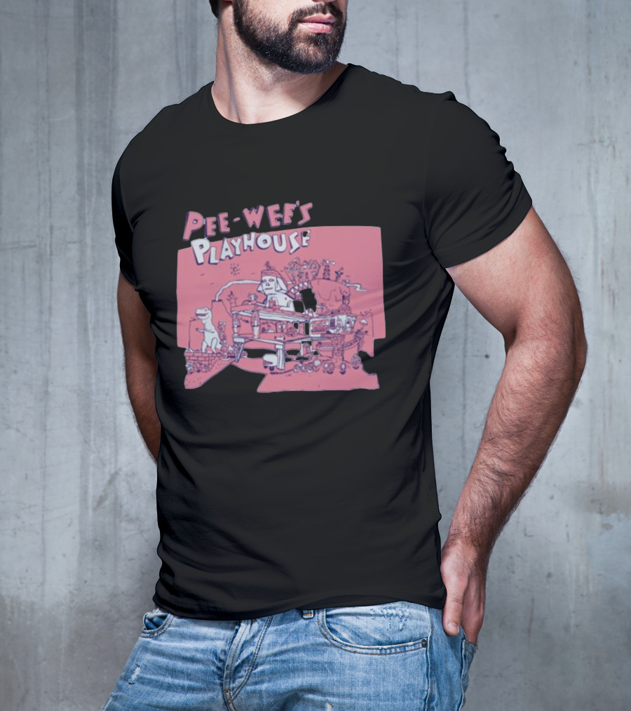Pee-Wee's Playhouse Retro Rad Dinosaur Sphinx And Castle Scene T-Shirt