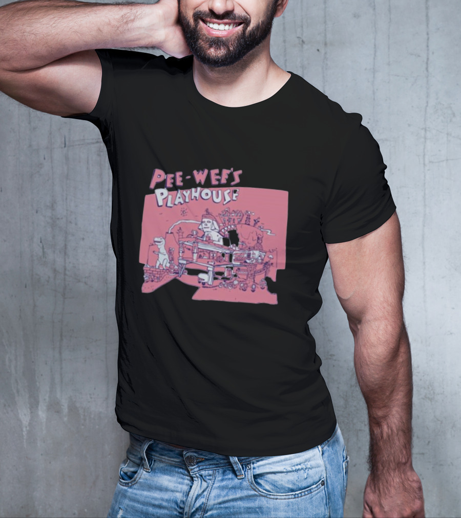 Pee-Wee's Playhouse Retro Rad Dinosaur Sphinx And Castle Scene T-Shirt