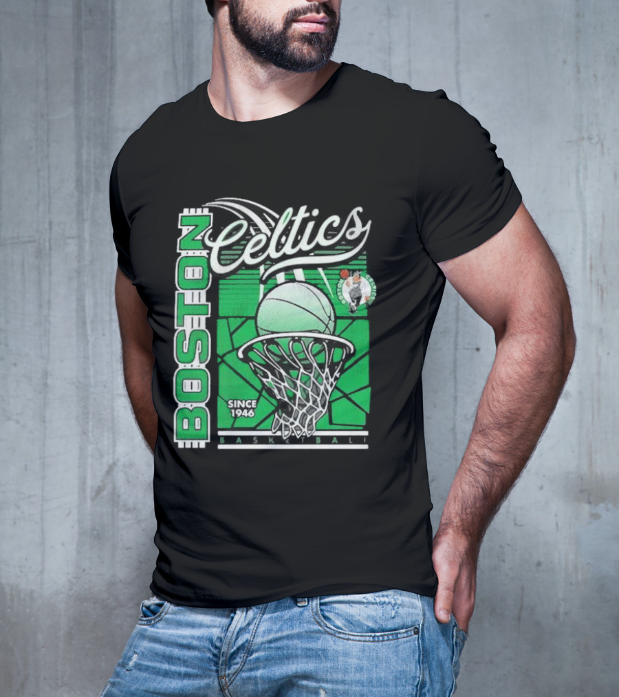 Boston Celtics Basketball Since 1946 Tri-Blend Sportiqe Comfy T-Shirt