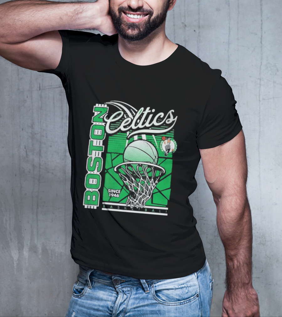 Boston Celtics Basketball Since 1946 Tri-Blend Sportiqe Comfy T-Shirt