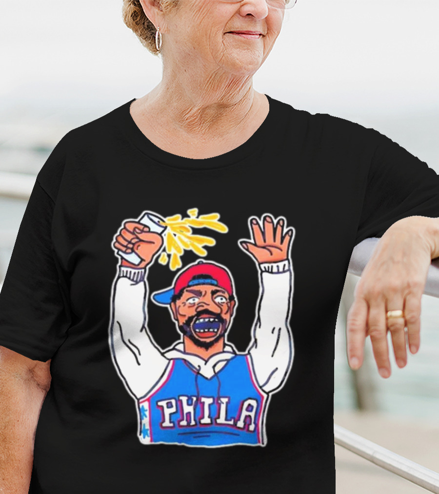 PHILA Basketball Fan With Drink And Raised Hand T-Shirt
