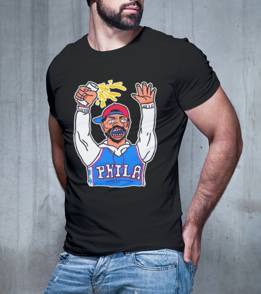 PHILA Basketball Fan With Drink And Raised Hand T-Shirt