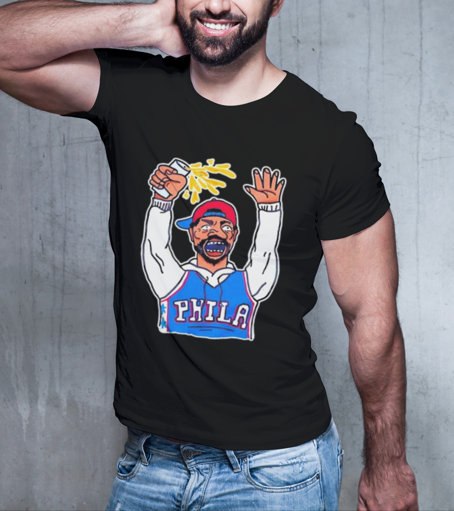 PHILA Basketball Fan With Drink And Raised Hand T-Shirt