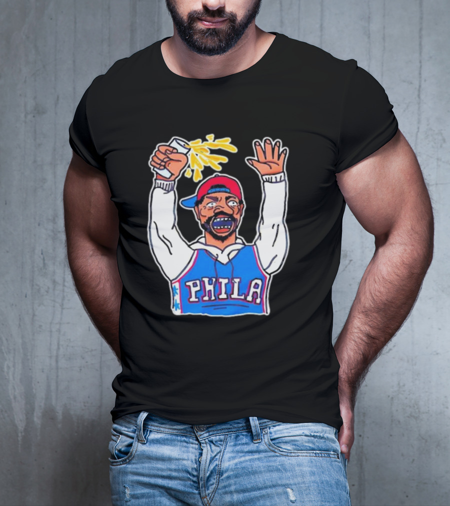 PHILA Basketball Fan With Drink And Raised Hand T-Shirt