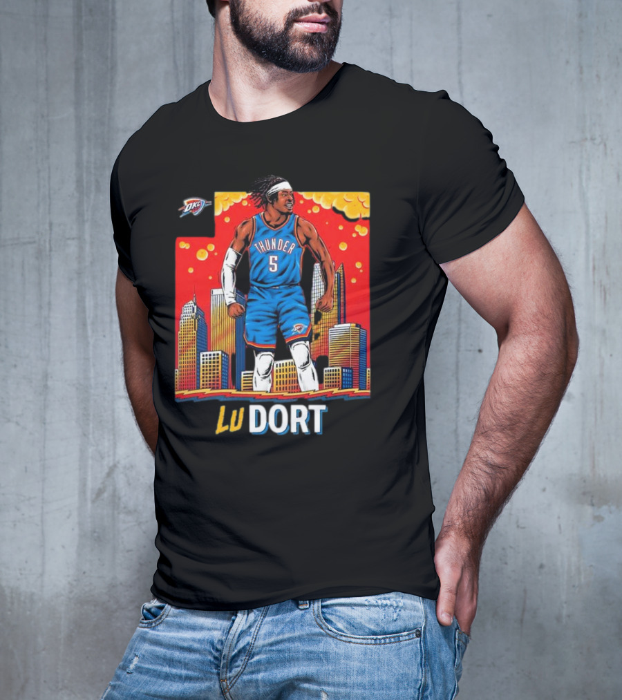 Oklahoma City Thunder Lu Dort OKC Skyline Basketball T-Shirt