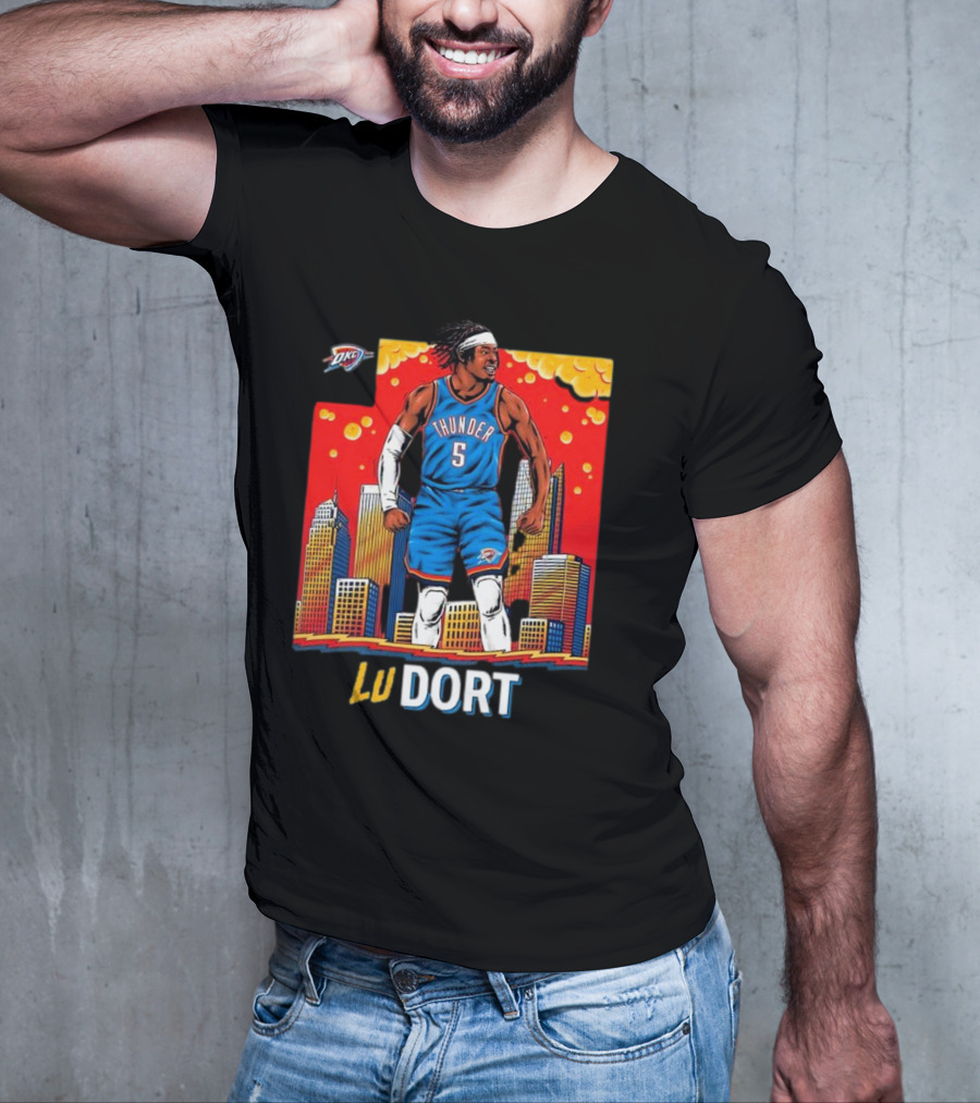 Oklahoma City Thunder Lu Dort OKC Skyline Basketball T-Shirt