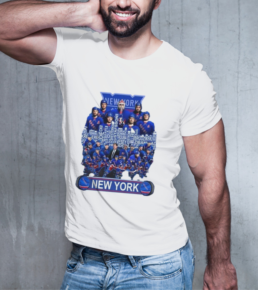 New York Rangers Hockey Team Players Skyline Names T-Shirt