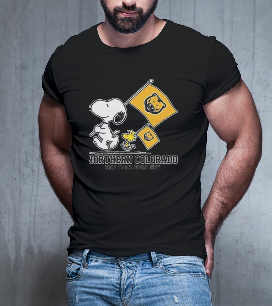 Snoopy Northern Colorado Bears Road To Oklahoma City Flags T-Shirt