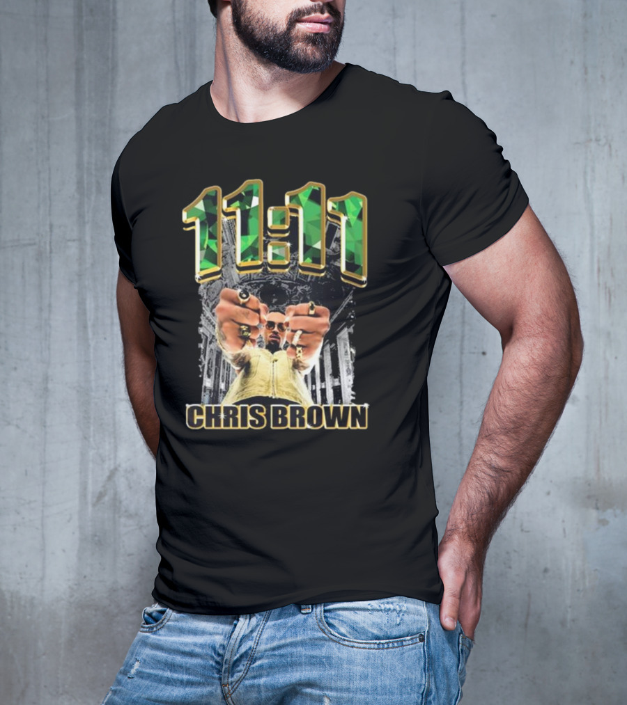 Chris Brown 11 11 Emerald Rings Black And White Architectural Background T-Shirt