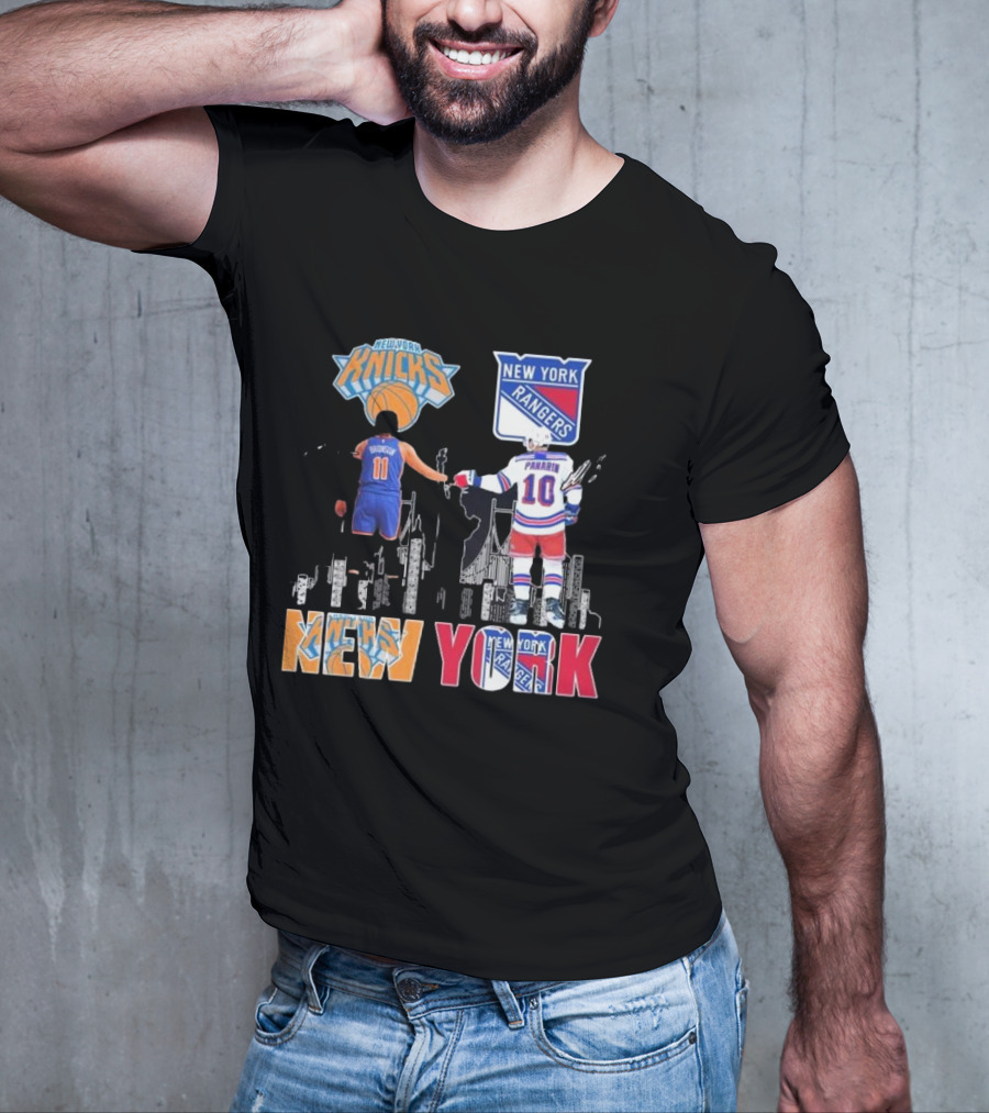 New York Knicks Jalen Brunson Rangers Artemi Panarin Legends Signatures T-Shirt