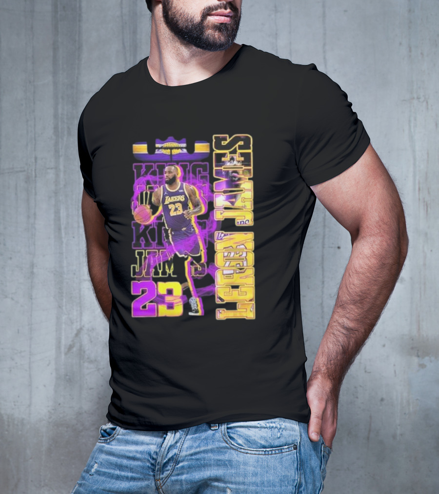 King LeBron James No. 23 Los Angeles Lakers True King Fan T-Shirt