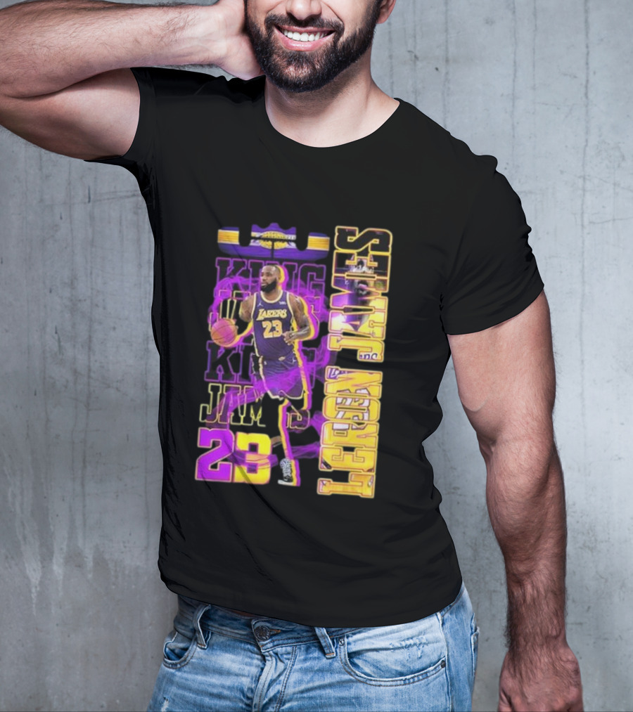 King LeBron James No. 23 Los Angeles Lakers True King Fan T-Shirt