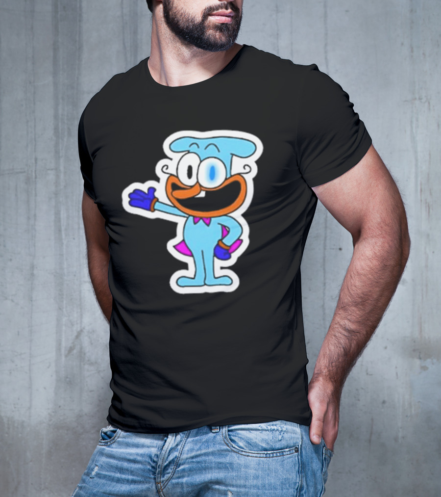 Robby1iscool The Doise Blue Cartoon Character With Orange Mouth And Purple Cape T-Shirt