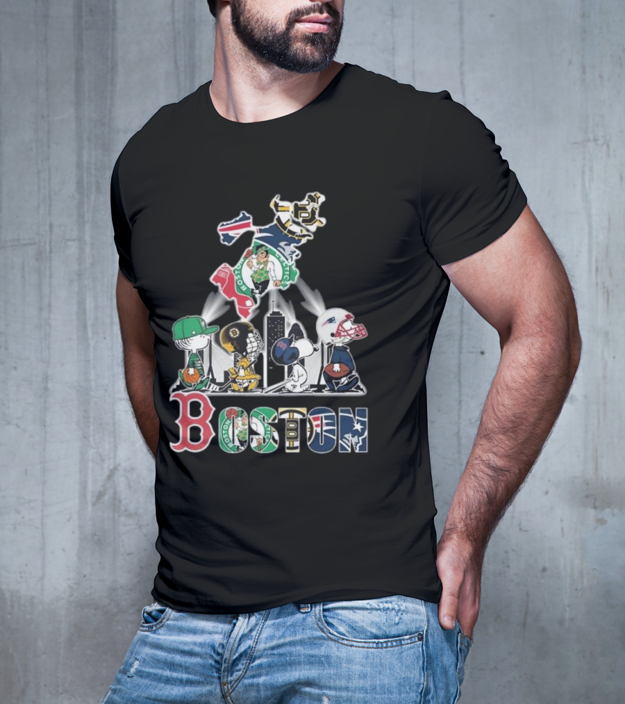 Boston Celtics Red Sox Bruins Patriots Peanuts New England Proud T-Shirt