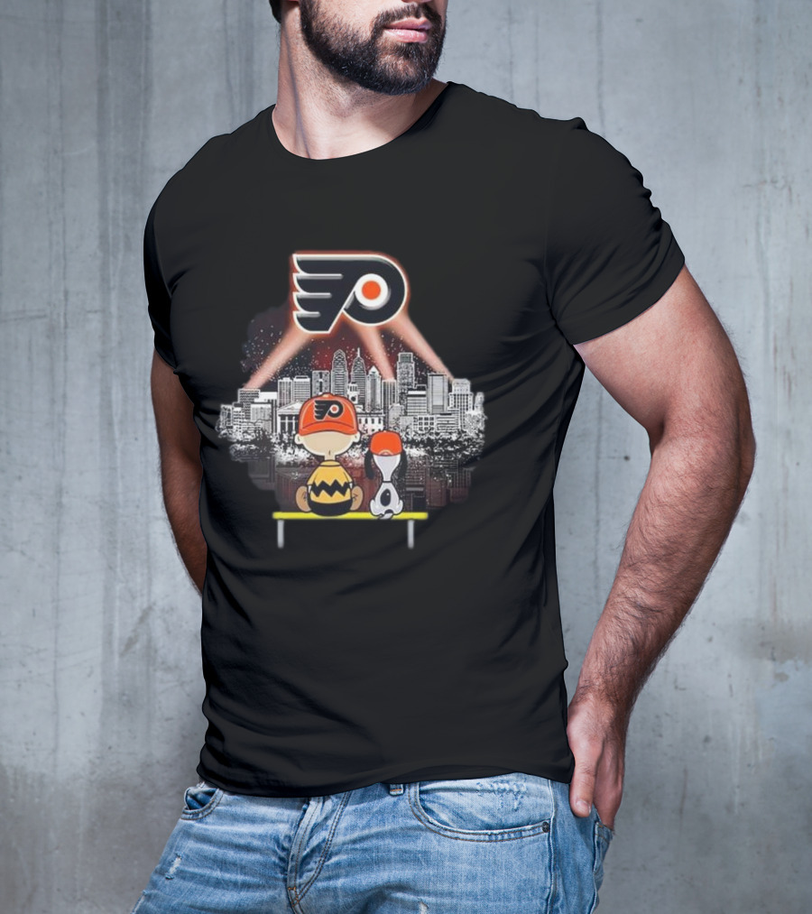Charlie Brown Snoopy Philadelphia Flyers City Skyline T-Shirt