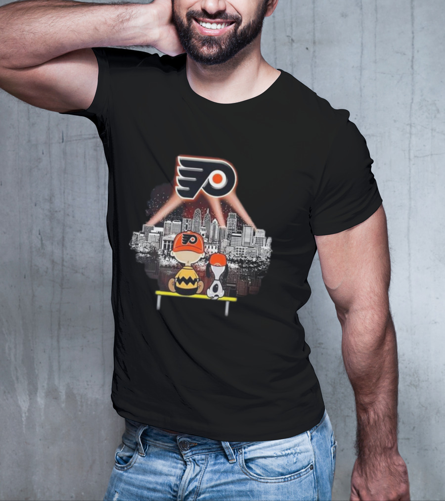 Charlie Brown Snoopy Philadelphia Flyers City Skyline T-Shirt