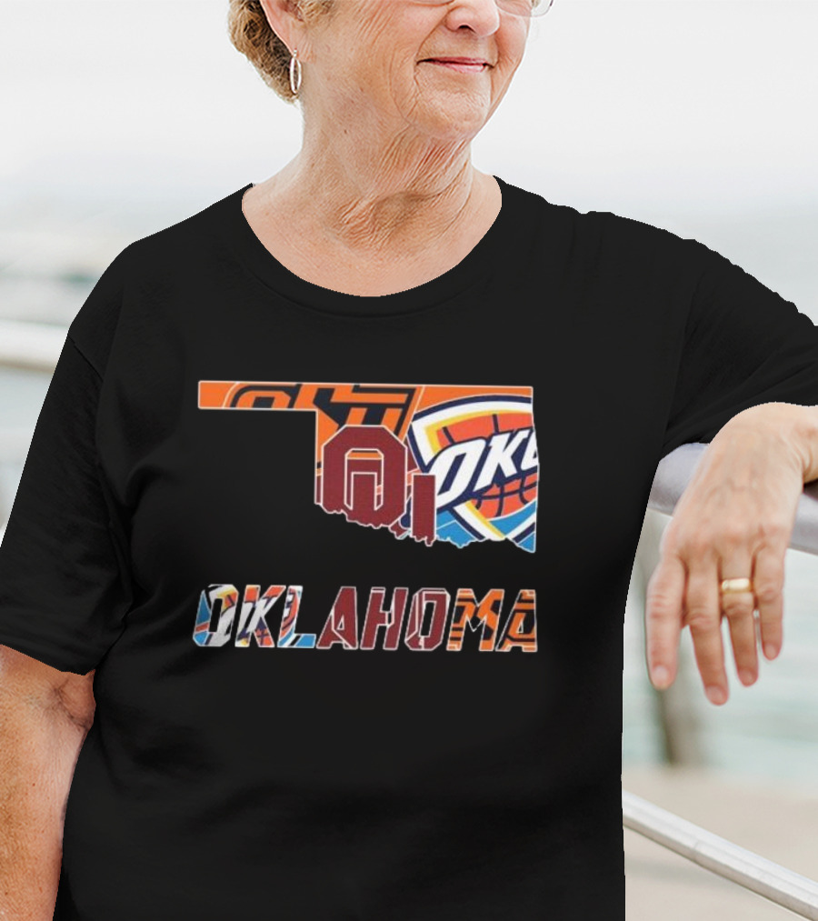 Oklahoma Sooners Oklahoma State Cowboys Oklahoma City Thunder Logos T-Shirt
