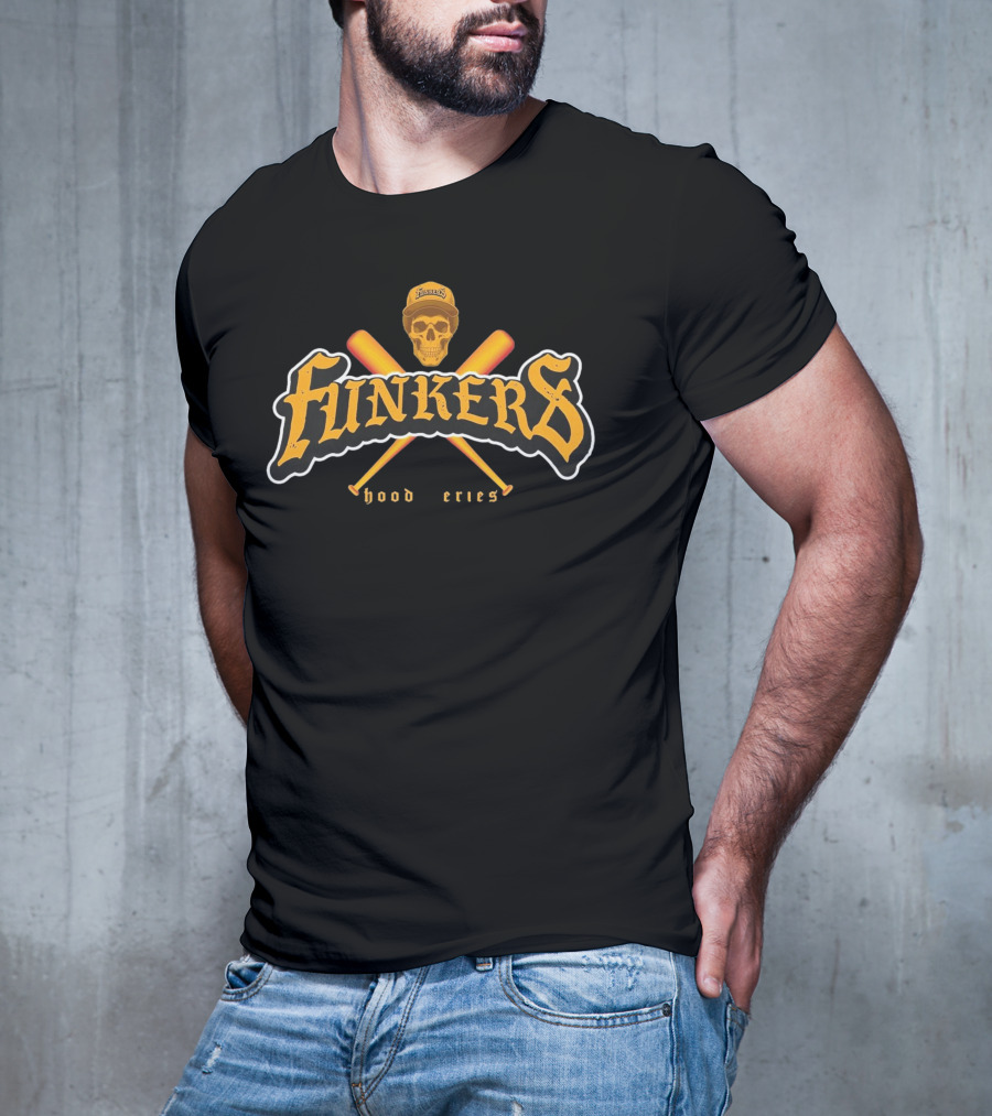 Funkers Hood Series Skull Crossed Bats Baseball Cap T-Shirt