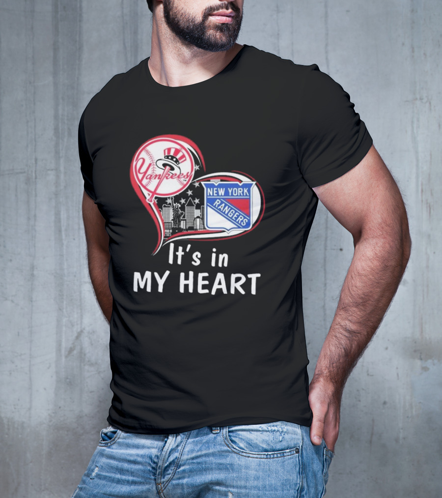 New York Yankees New York Rangers It’s In My Heart Skyline T-Shirt