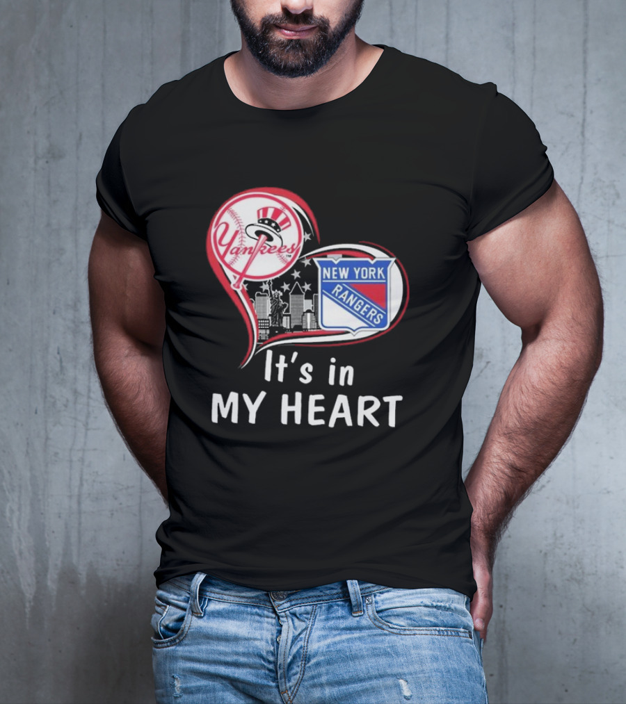 New York Yankees New York Rangers It’s In My Heart Skyline T-Shirt
