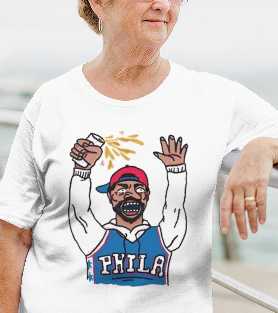 Phillygoat Phila Sixers Fan With Spray Can And Raised Hand T-Shirt