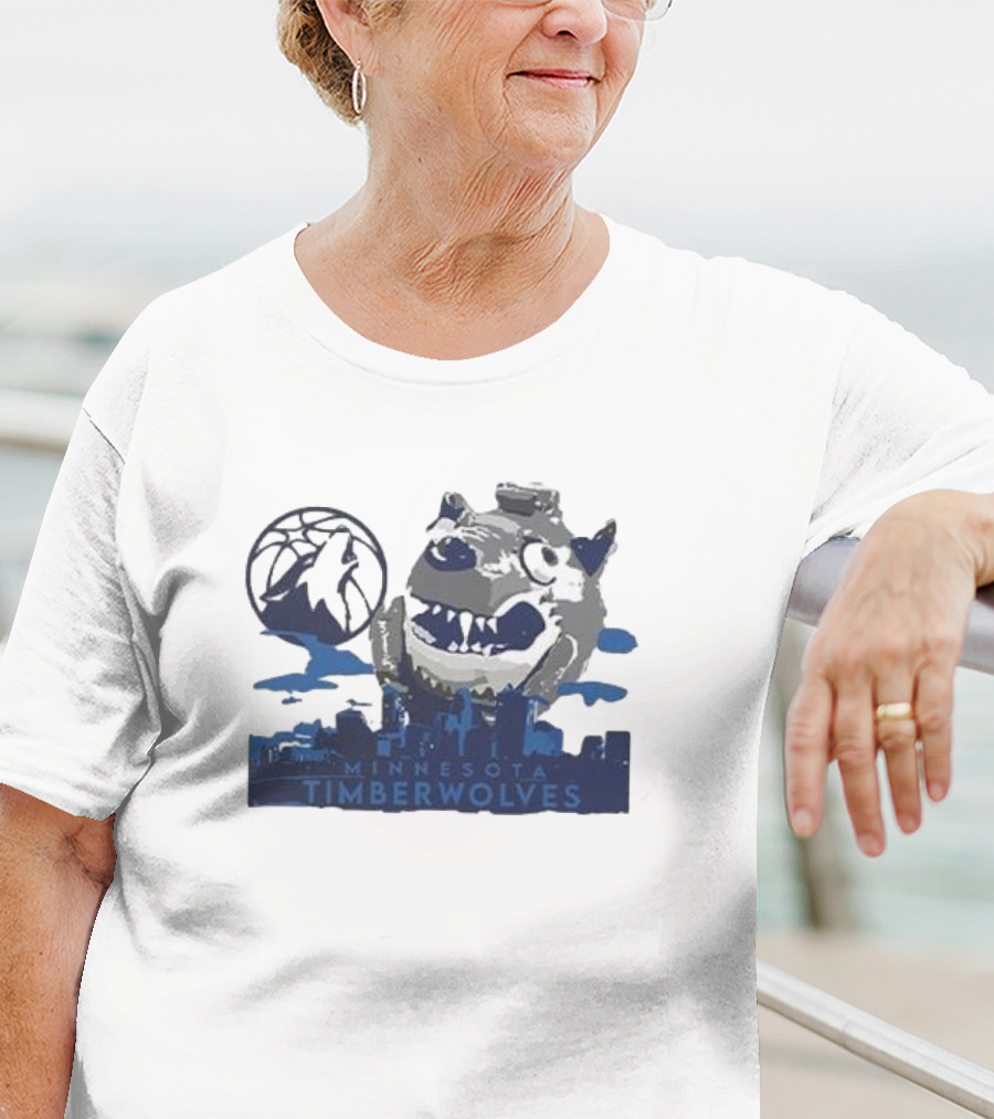 Minnesota Timberwolves Mascot Skyline Basketball T-Shirt