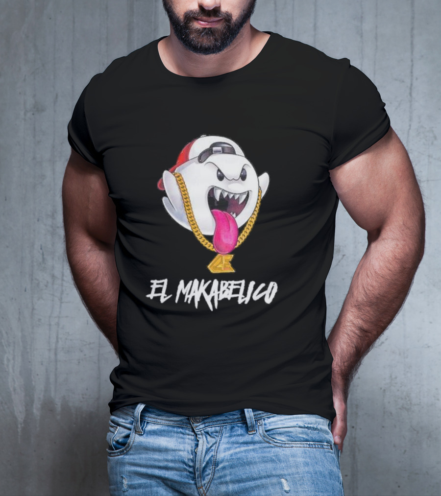 El Makabelico MB Ghost Cartoon-Inspired Design With Golden Chain T-Shirt
