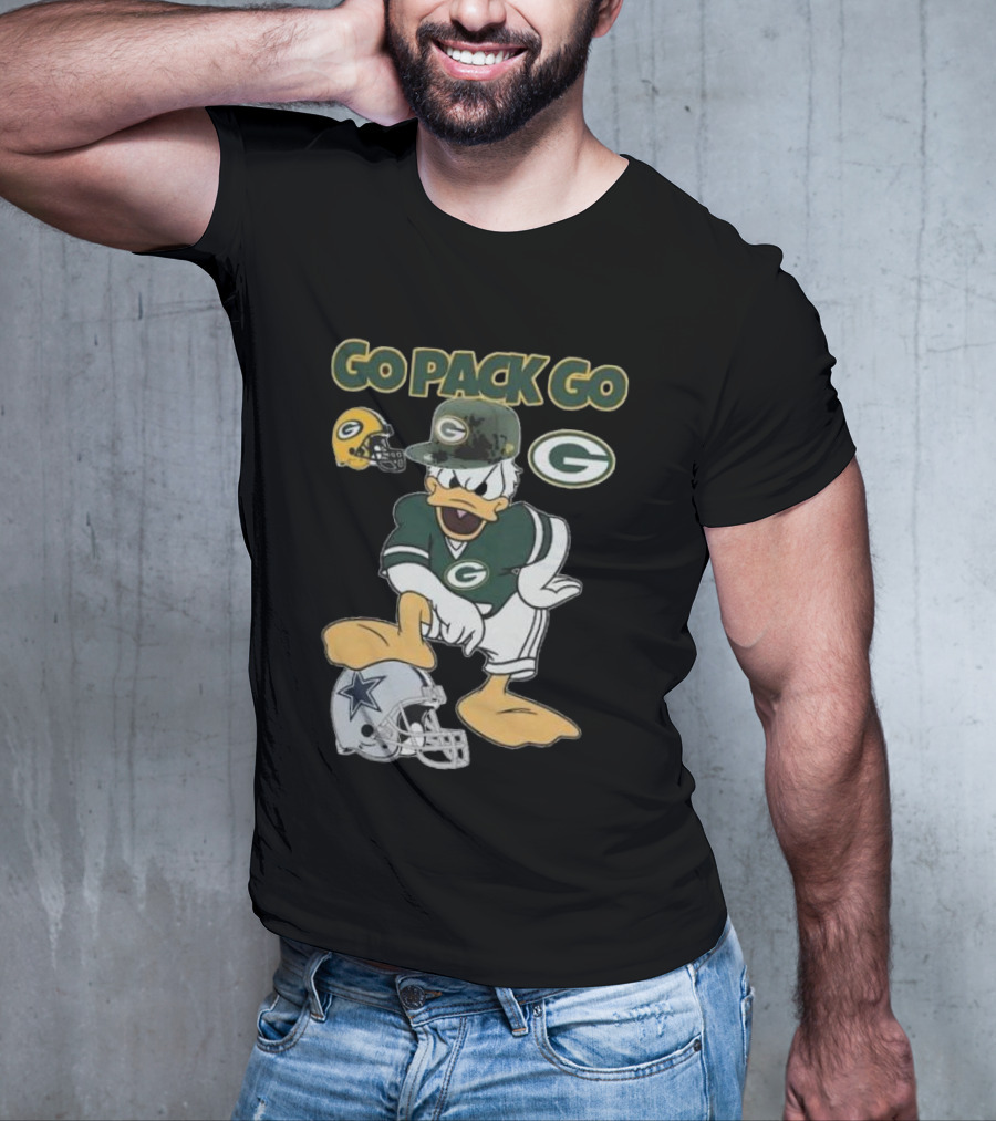 Go Pack Go Donald Duck Green Bay Packers Defeats Dallas Cowboys Helmet T-Shirt