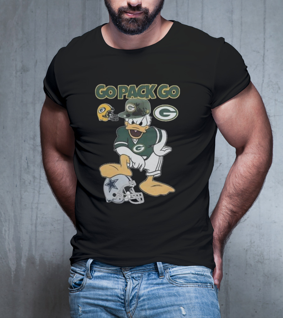 Go Pack Go Donald Duck Green Bay Packers Defeats Dallas Cowboys Helmet T-Shirt