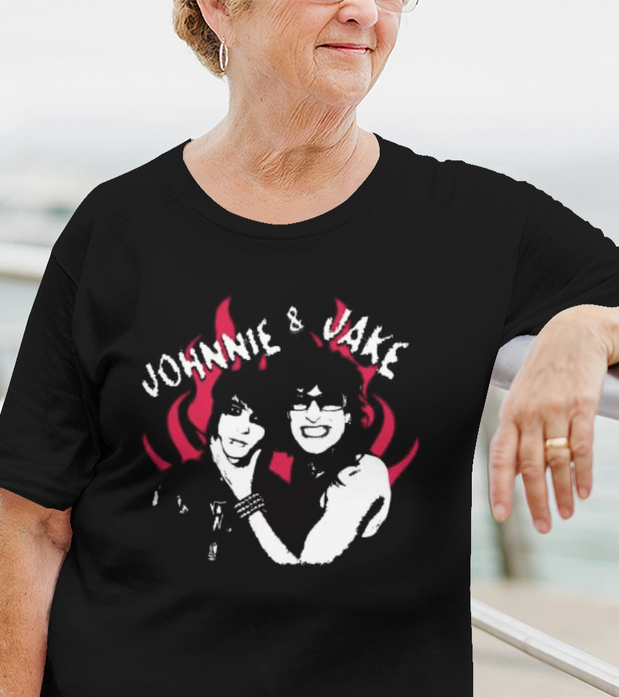 Johnnie And Jake Punk Rock Duo With Fiery Background T-Shirt