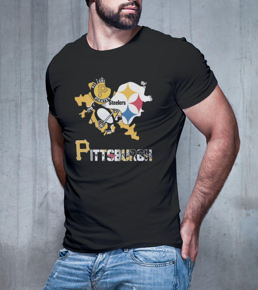 Pittsburgh Pirates Steelers Map T-Shirt
