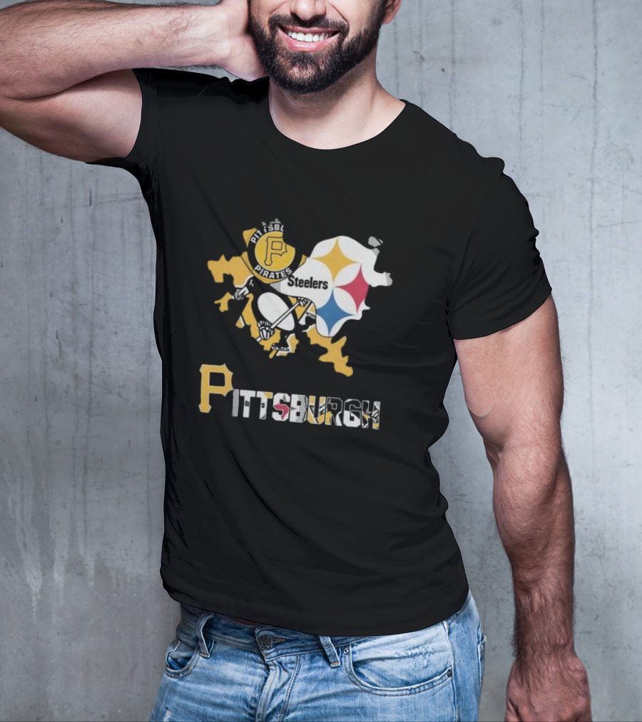Pittsburgh Pirates Steelers Map T-Shirt