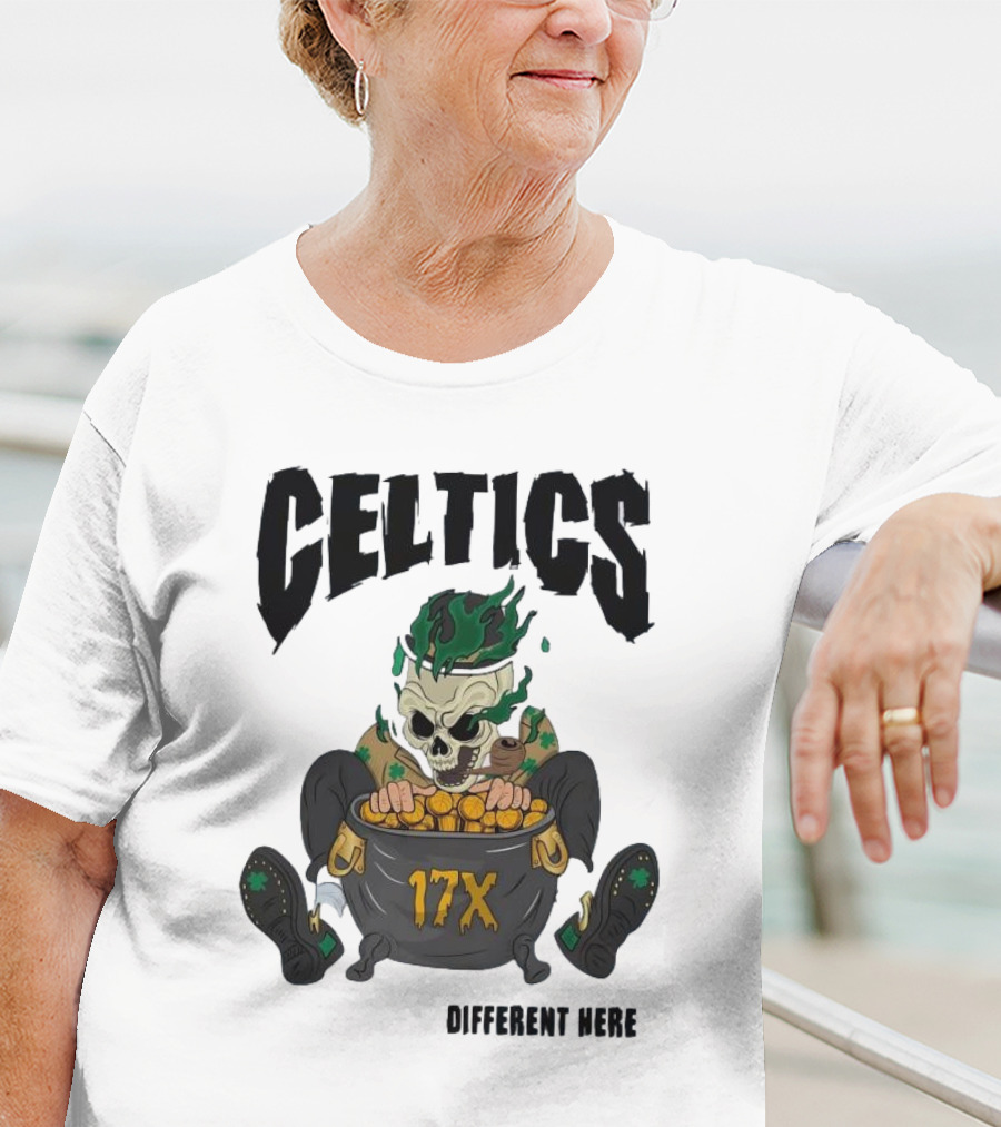 Celtics 17X Gold Skeleton不同 Here T-Shirt