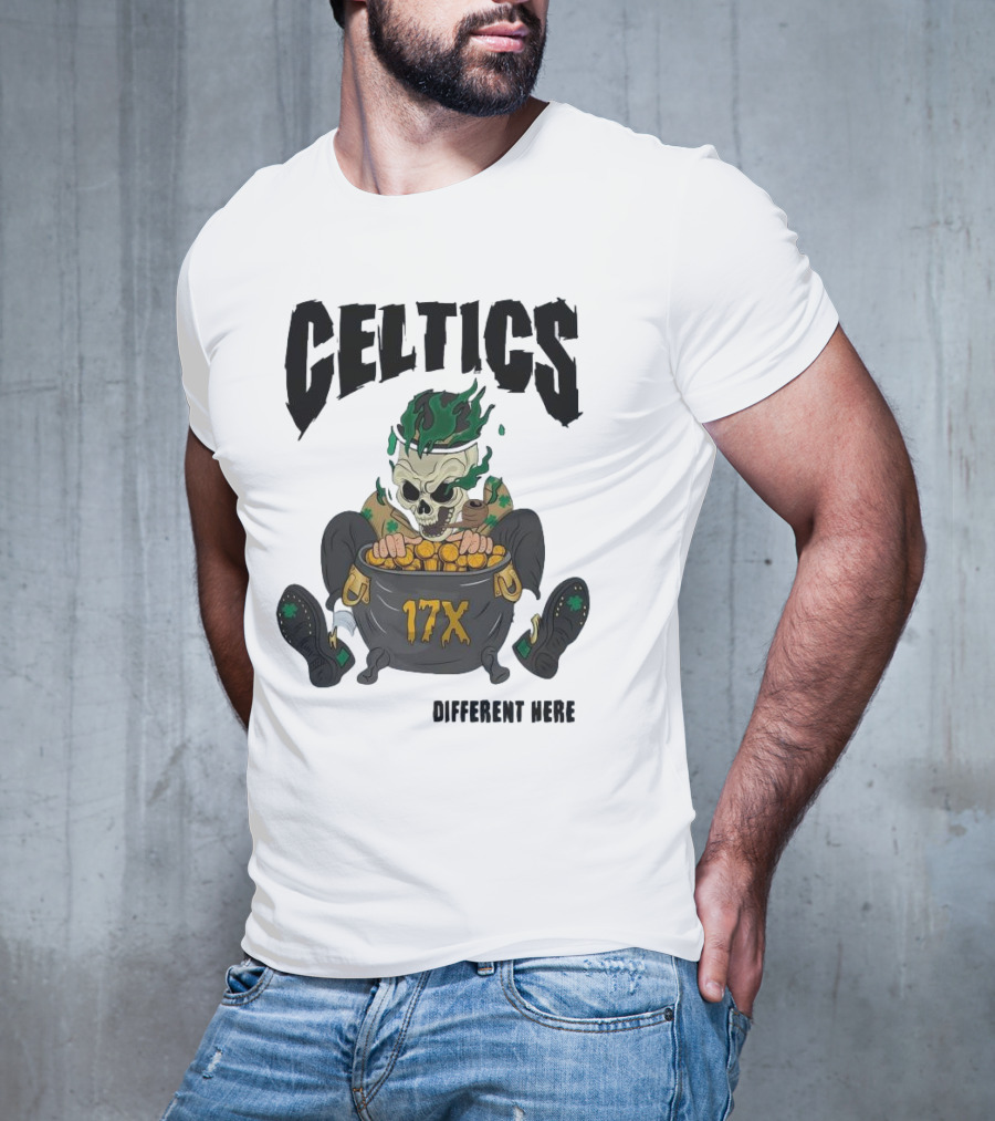 Celtics 17X Gold Skeleton不同 Here T-Shirt