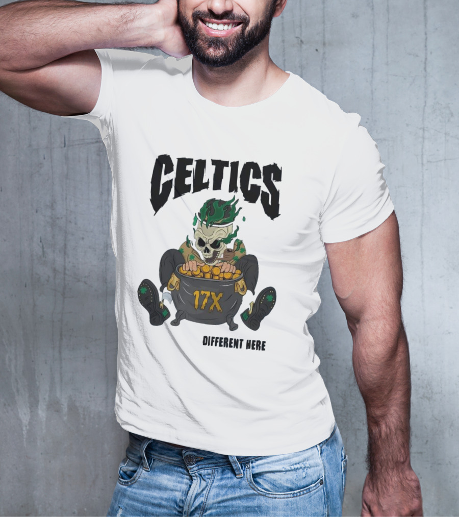 Celtics 17X Gold Skeleton不同 Here T-Shirt