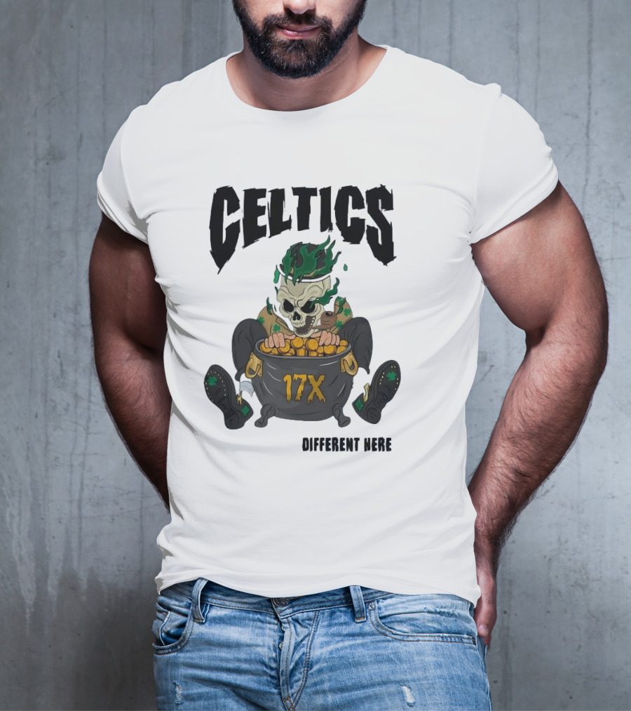 Celtics 17X Gold Skeleton不同 Here T-Shirt