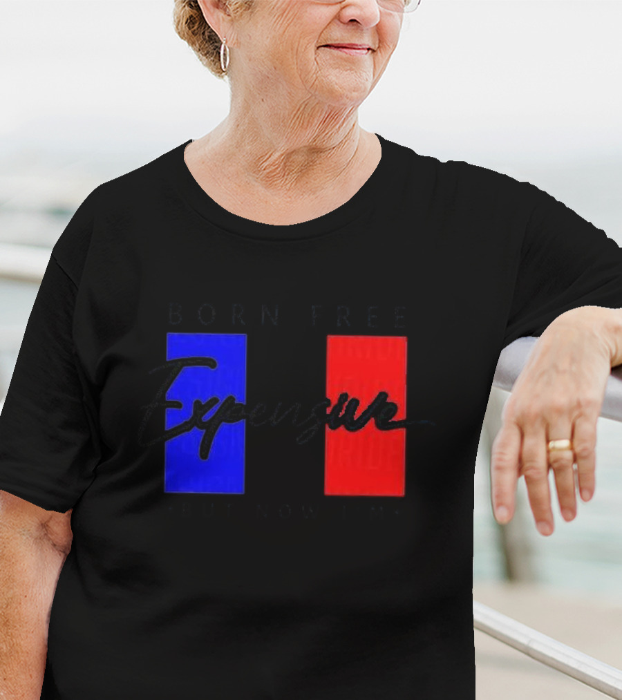 Born Free But Now I'm Expensive Red And Blue Blocks T-Shirt